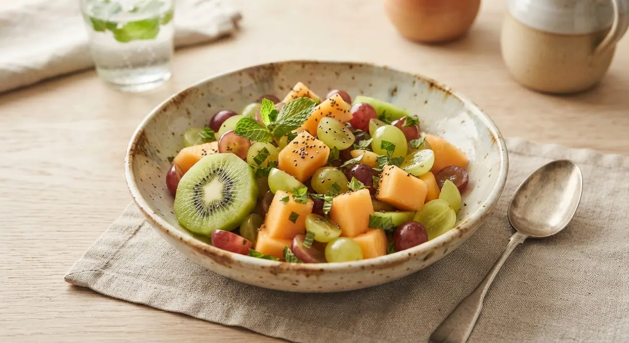 Coctel de kiwi, melón y uvas