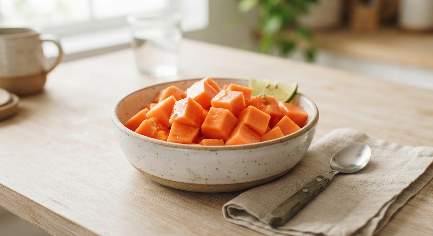 Un plato con papaya