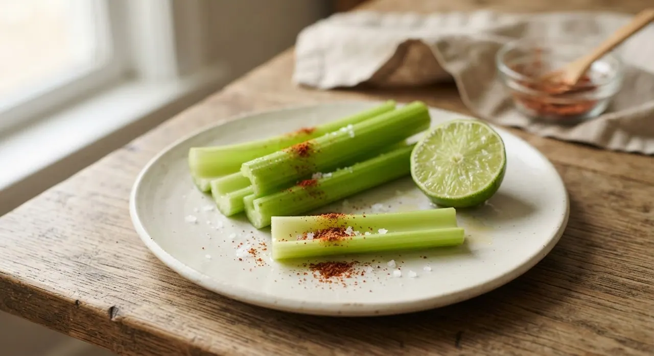 Varitas de apio con limón y sal