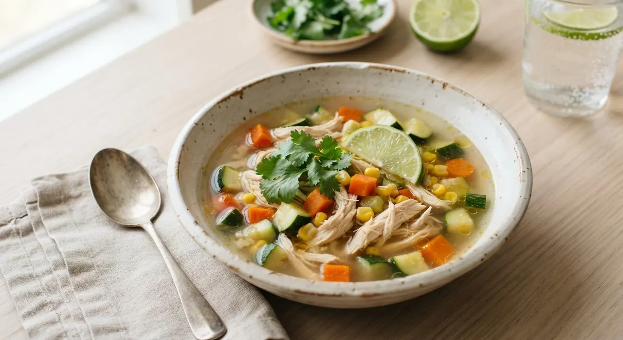 Caldo de pollo con verduras