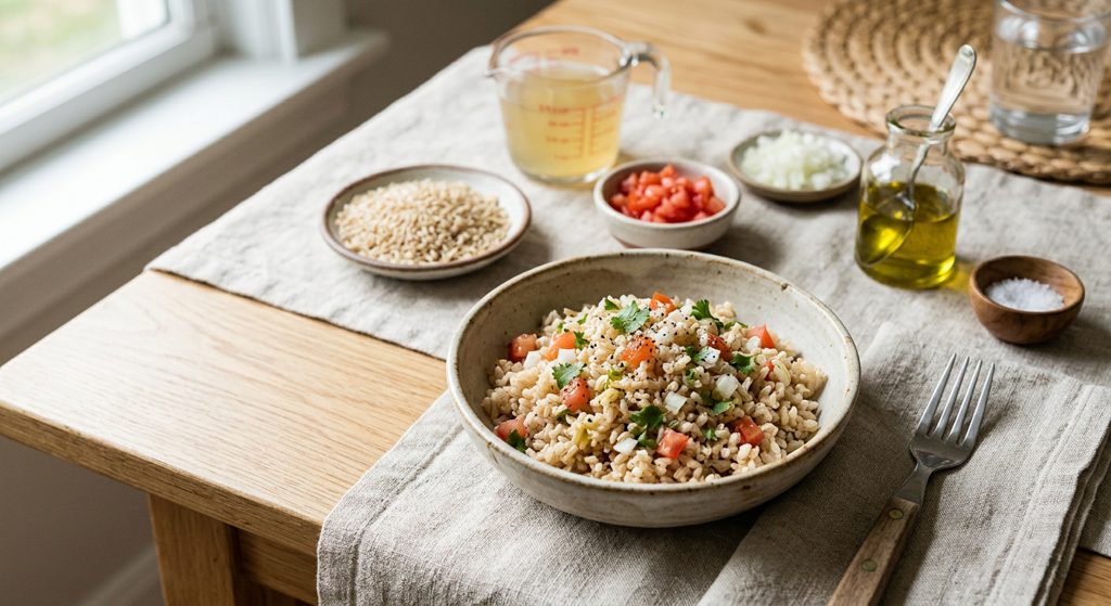Media taza de arroz integral