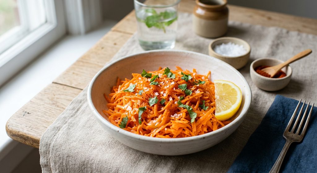 2 zanahorias rayadas con limón y sal