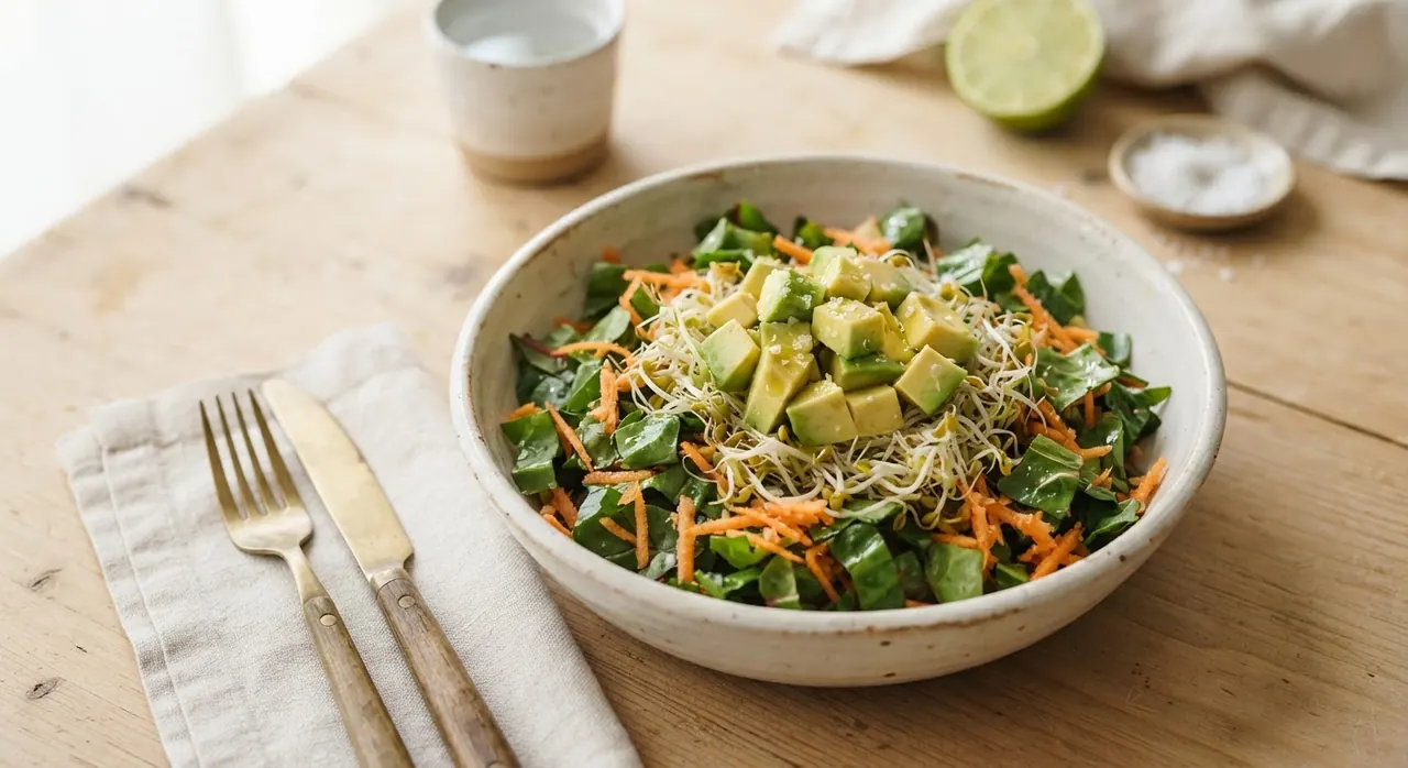 Ensalada de acelgas, zanahoria y germinado