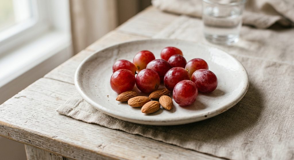 10 uvas y 5 almendras