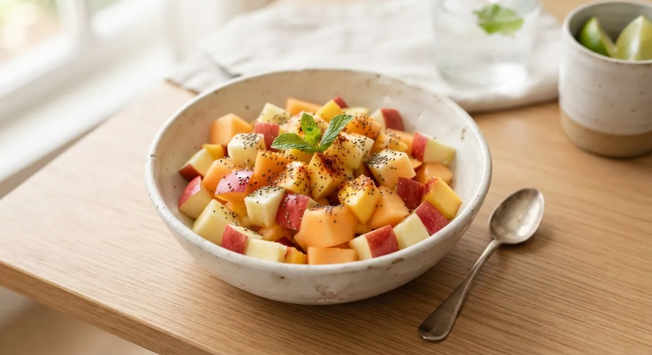 Coctel de manzana, melón y durazno