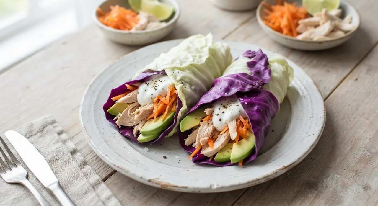 Wraps de pollo con col