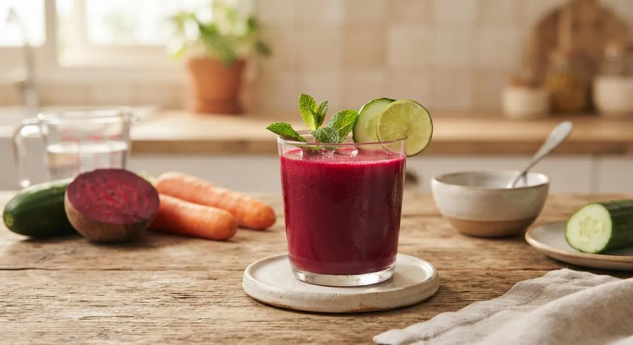 Jugo de betabel, zanahoria y pepino
