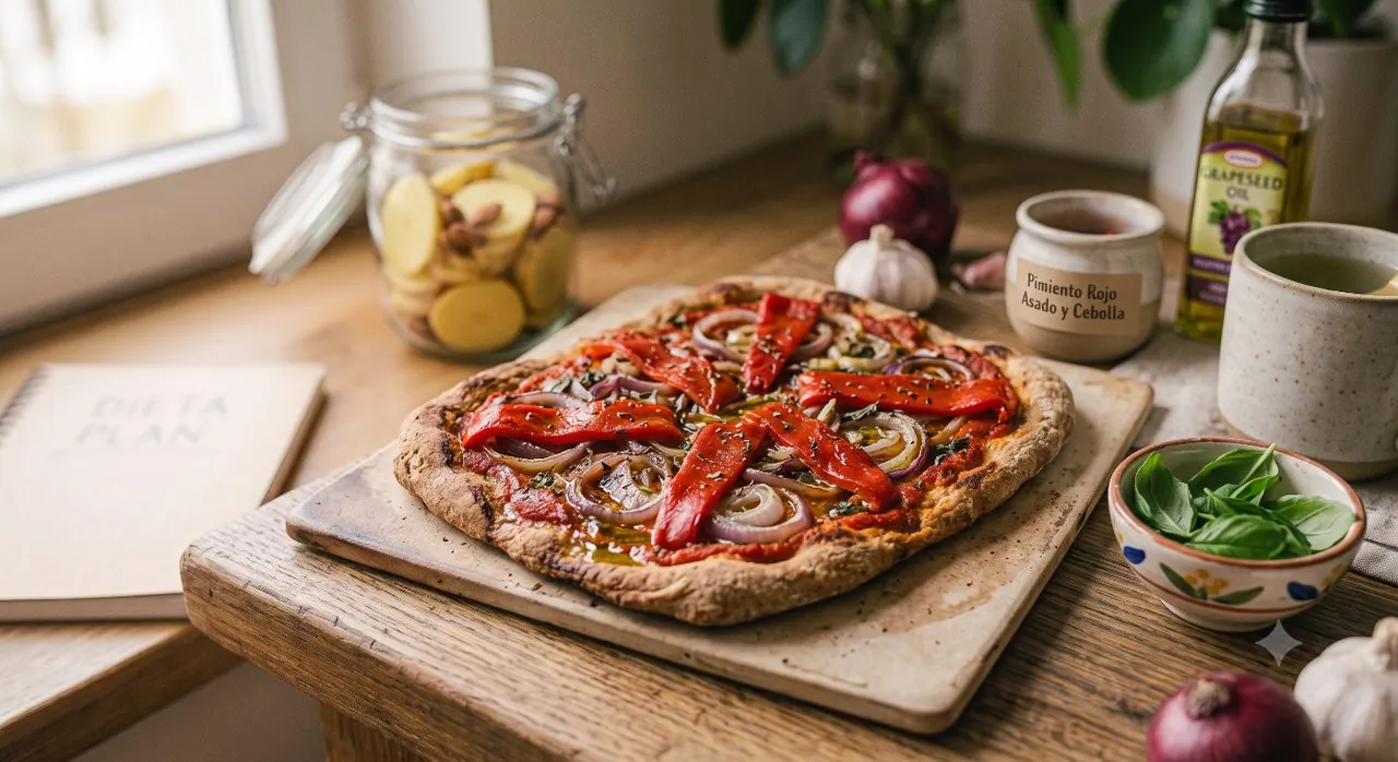 Pizza de Cebolla y Pimientos