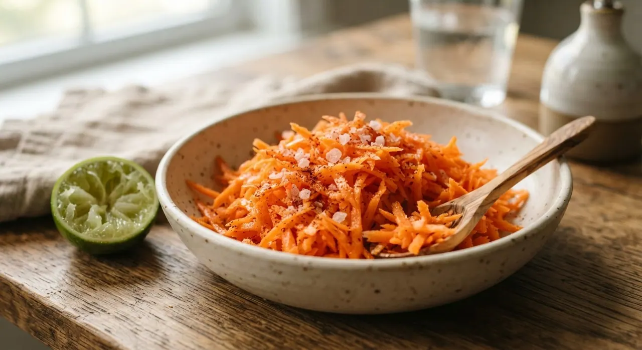 Zanahoria rallada con limón y sal del Himalaya