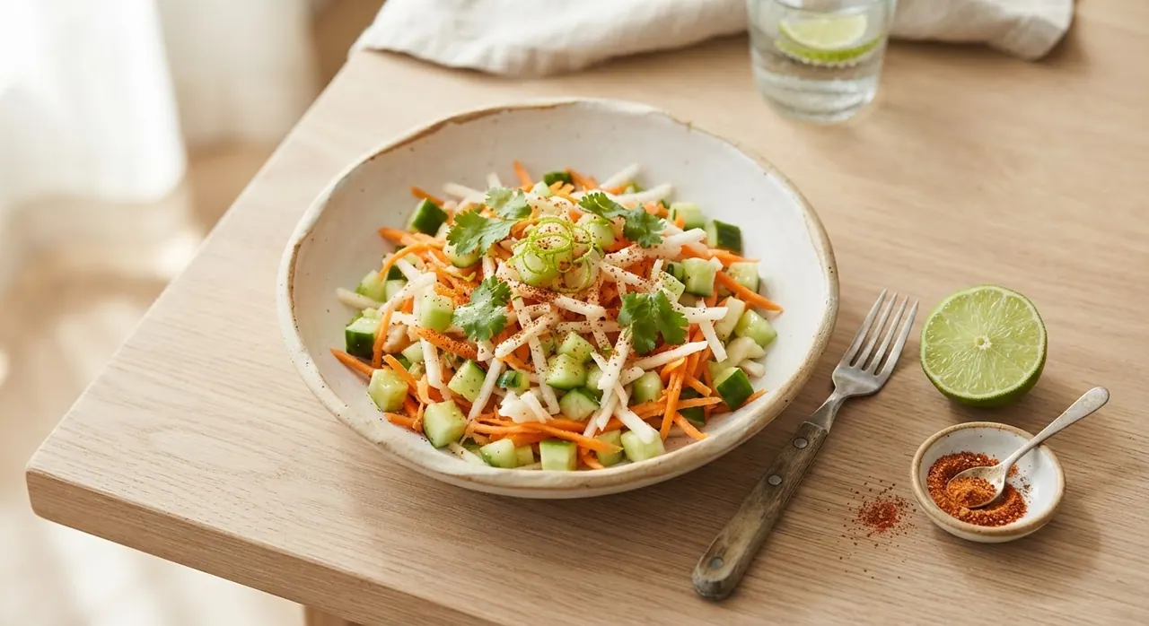 Ensalada de zanahoria, pepino y jícama