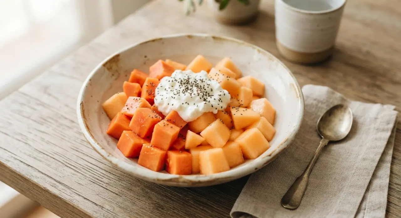 1 plato con papaya y melón