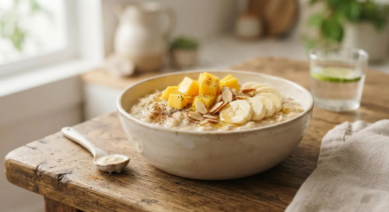 Atole de Avena con Mango y Plátano