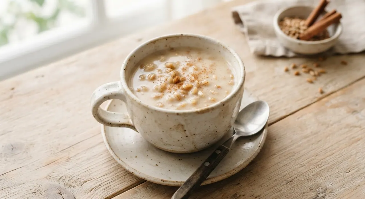Medio vaso de atole de trigo