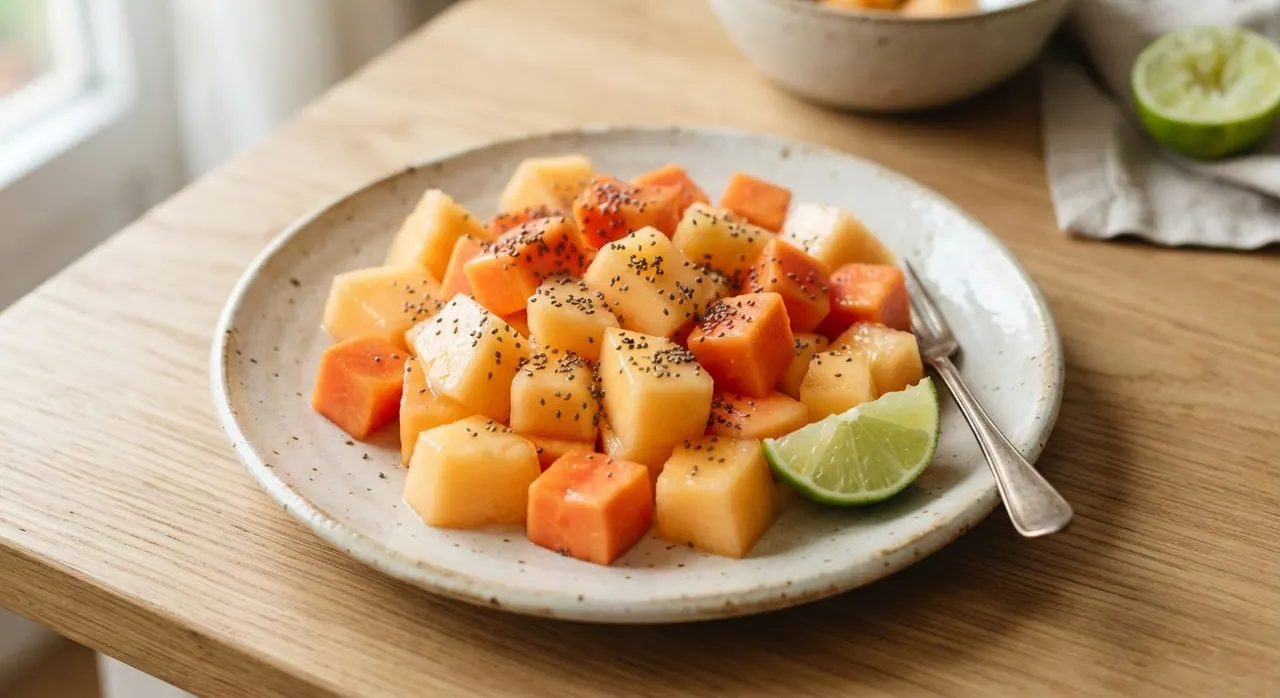 Plato de melón y papaya