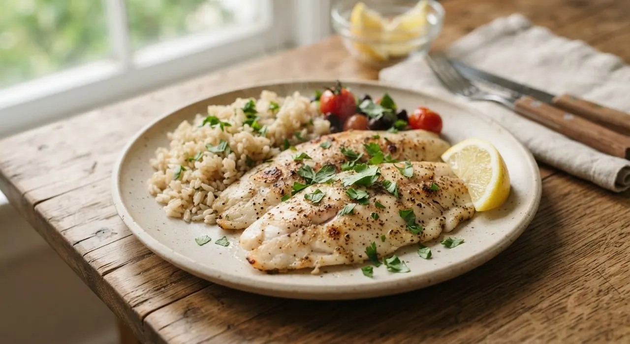 2 filetes de mojarra con arroz integral