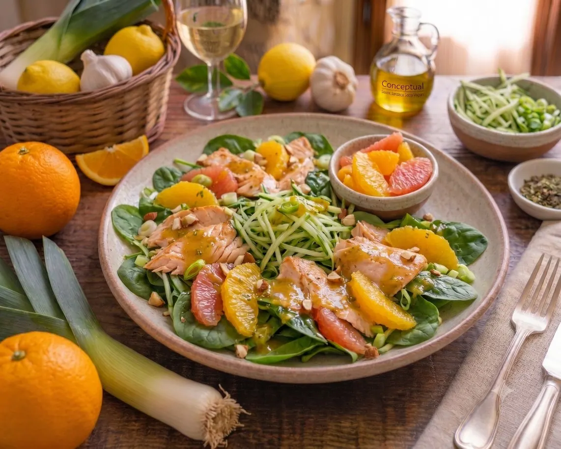 Deliciosa ensalada de salmón con cítricos