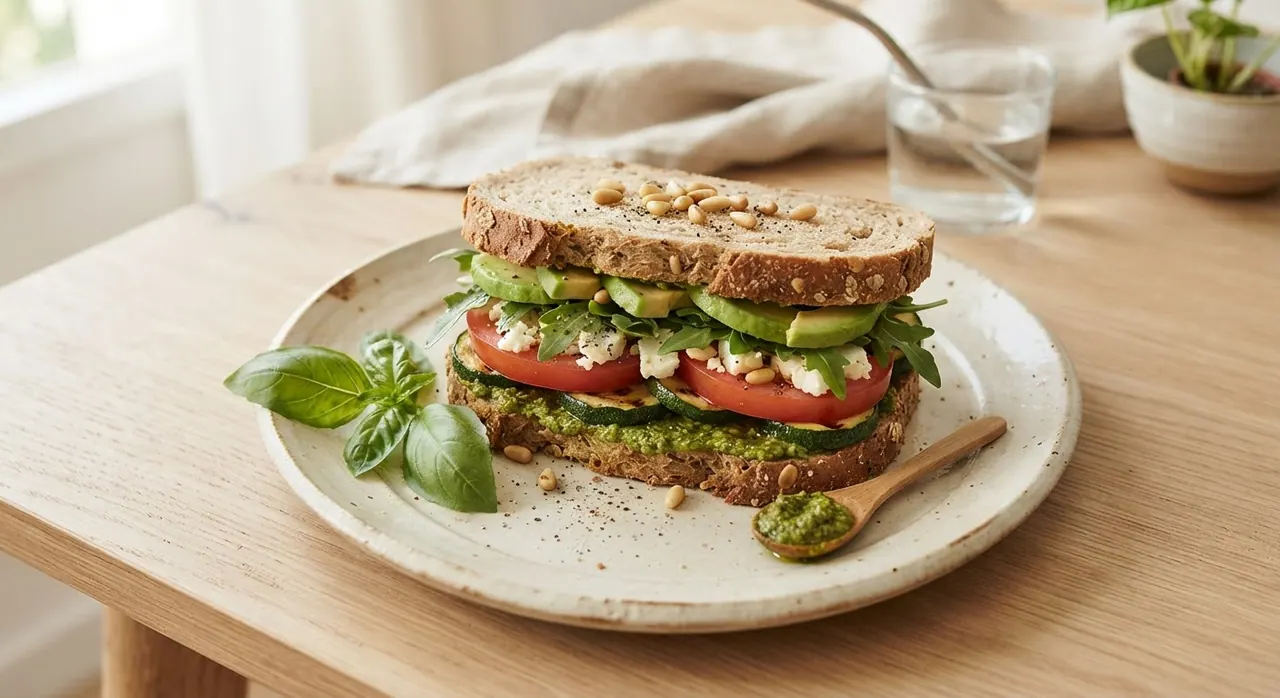 Sándwich pesto vegetal
