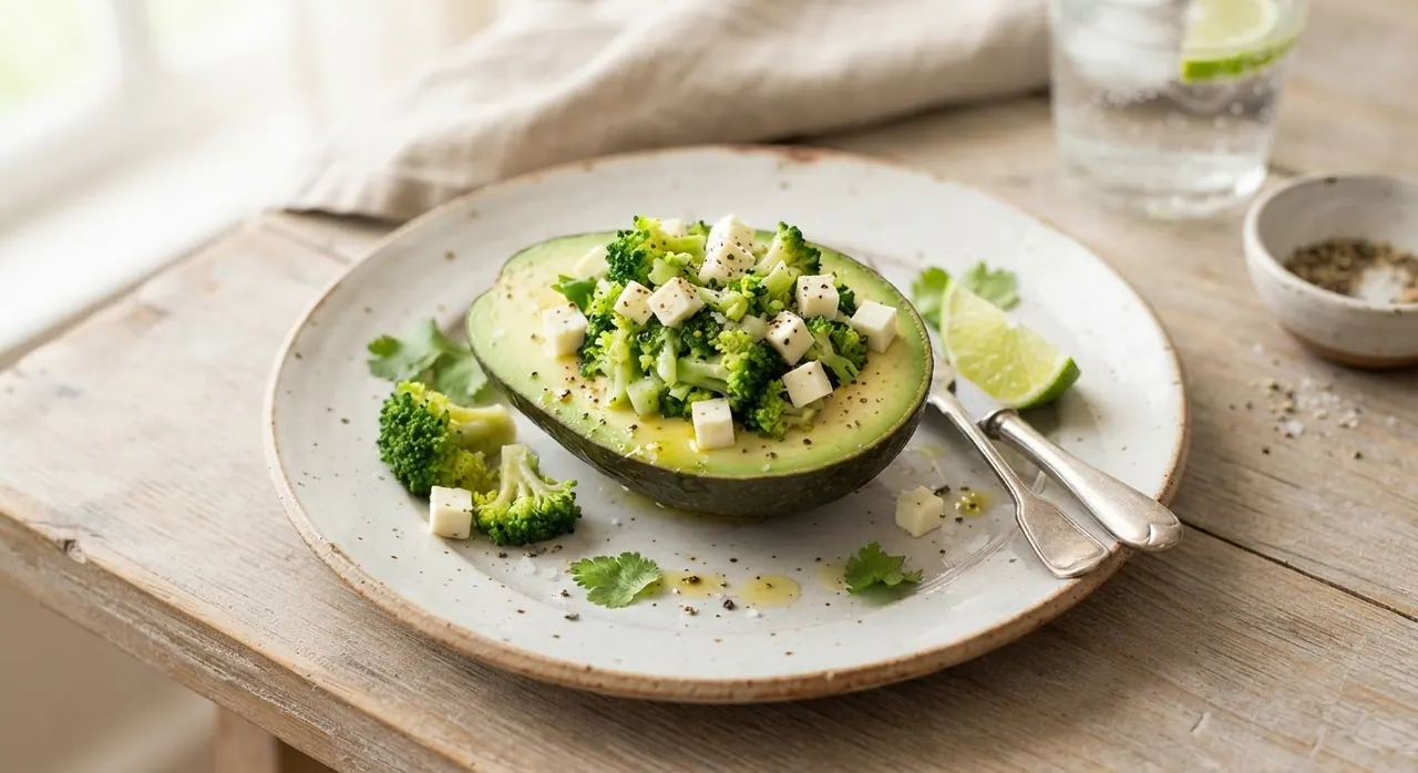 1/2 aguacate relleno con brócoli