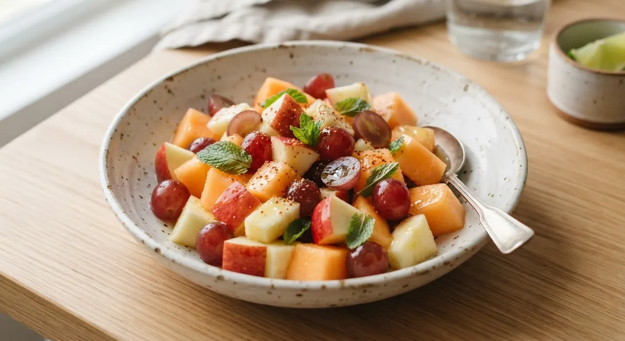Coctel de manzana, melón y uvas