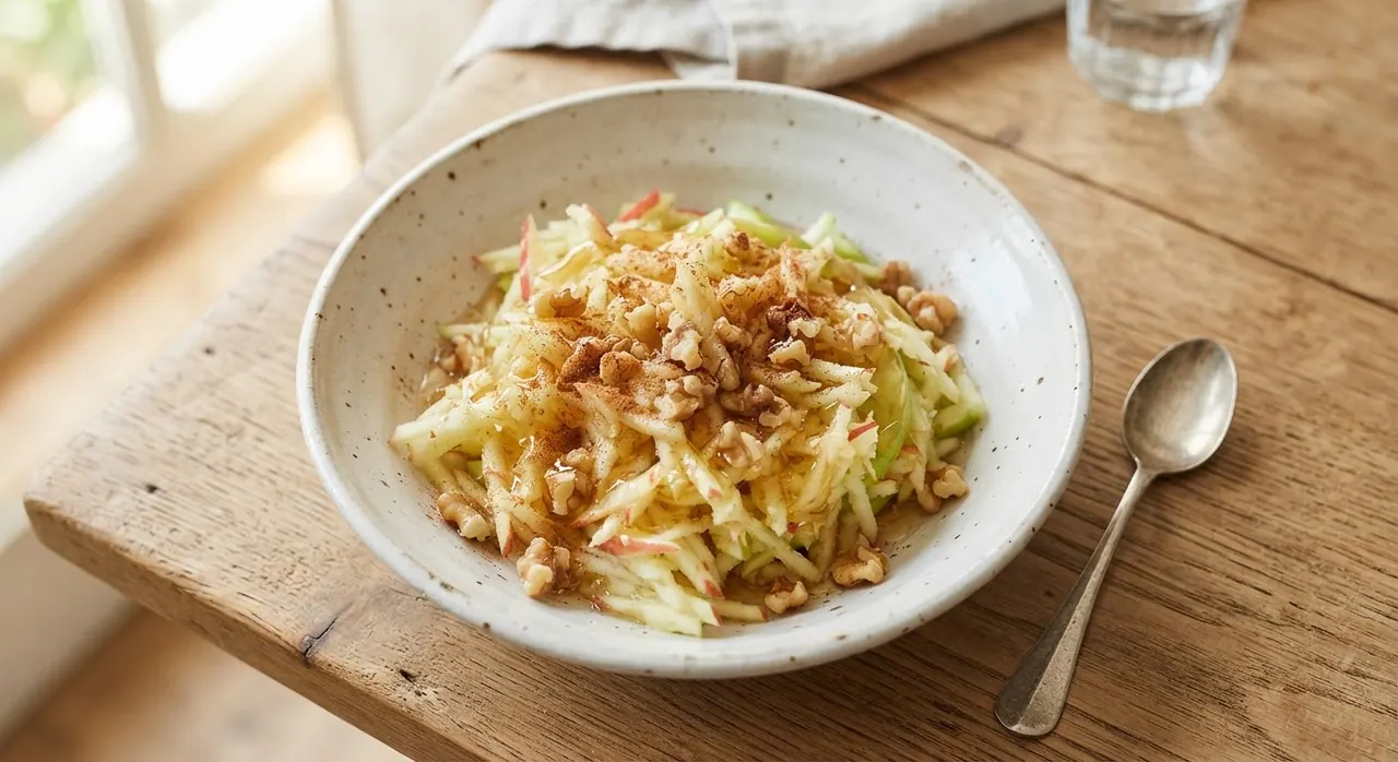 2 manzanas rayadas con miel y nueces picadas
