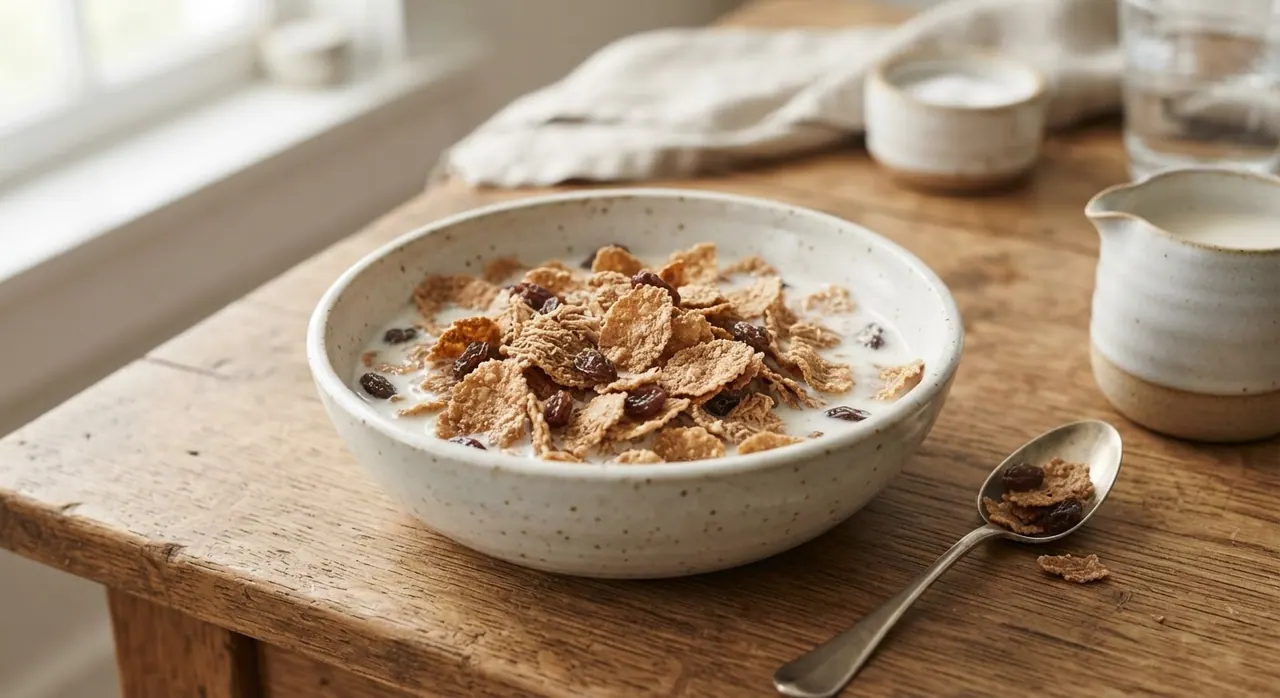 Cereal de fibra con leche de almendras