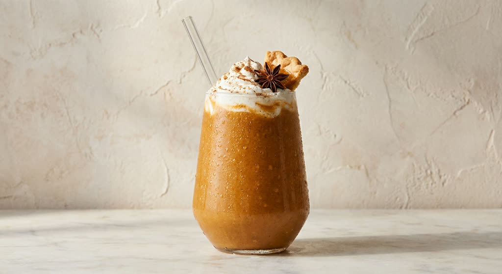 Bebida de pay de calabaza servido en vaso