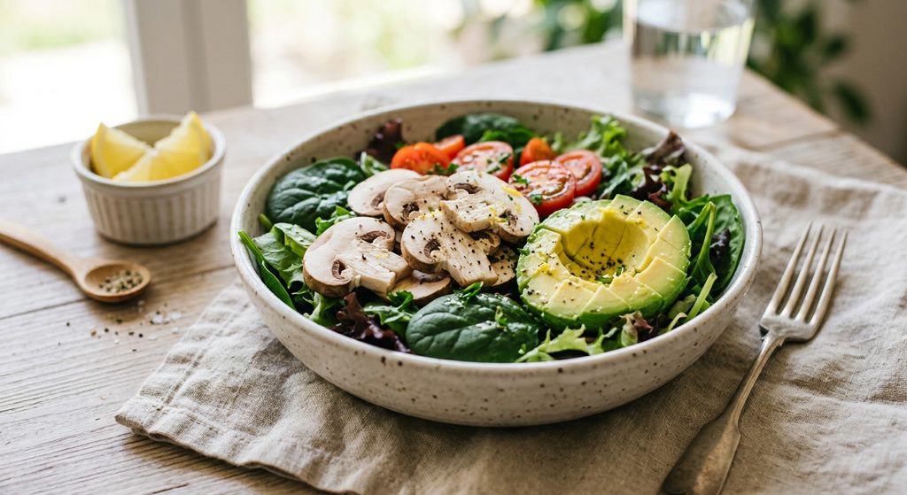 Ensalada de champiñones y aguacate
