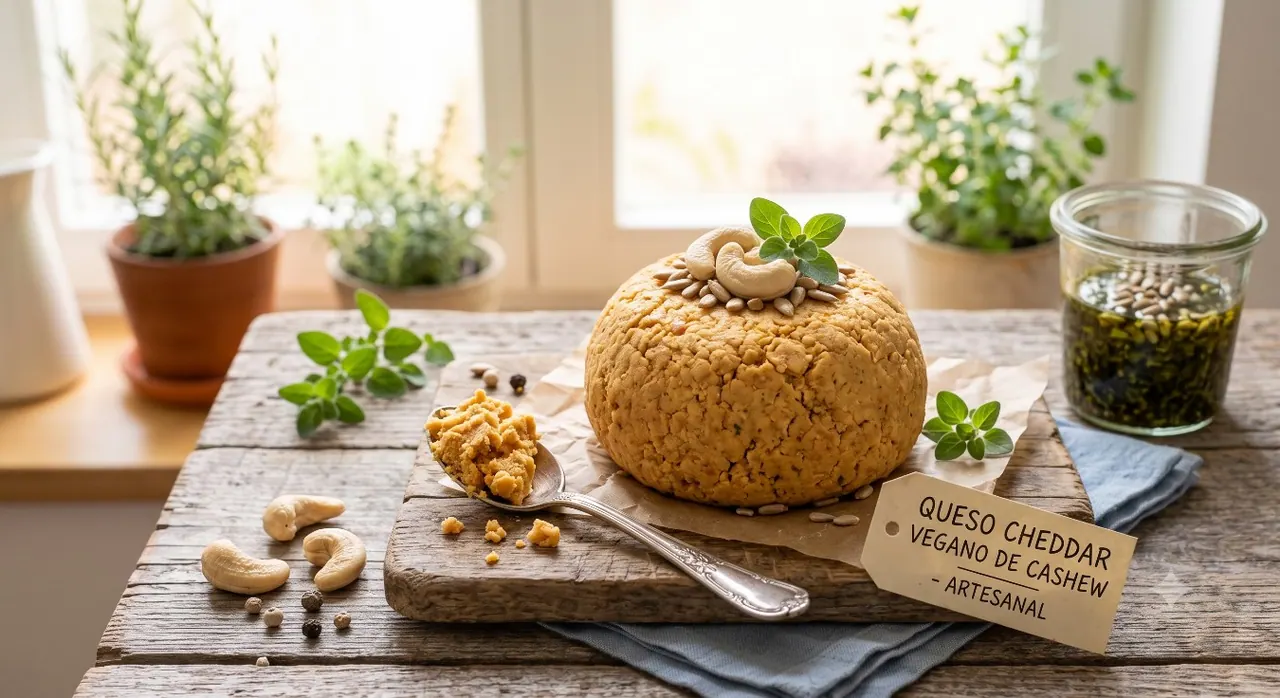 Bola de queso cheddar vegano