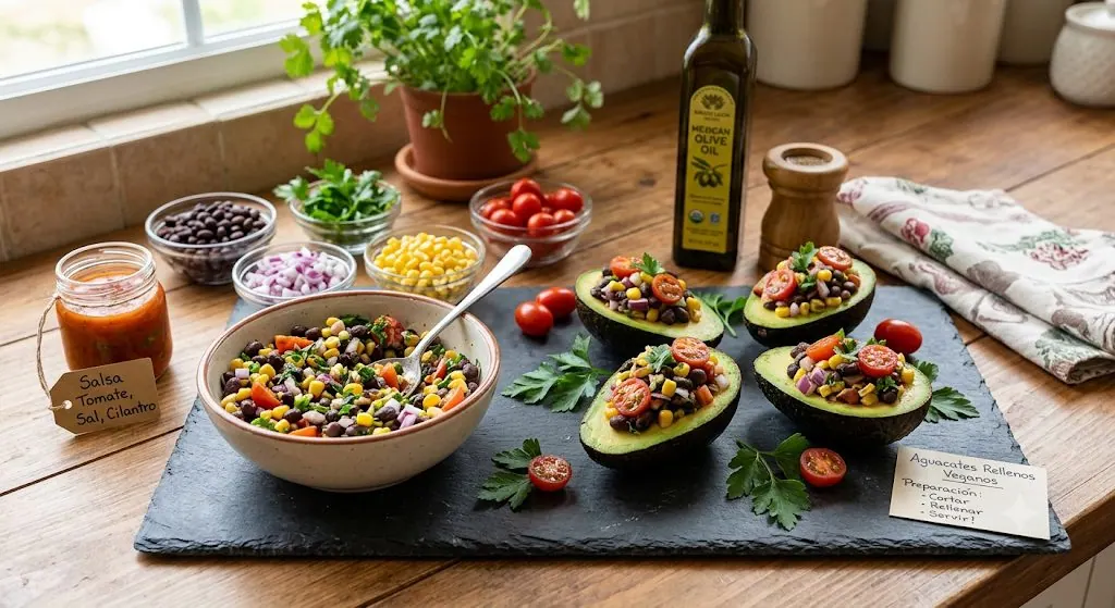 Aguacates rellenos veganos