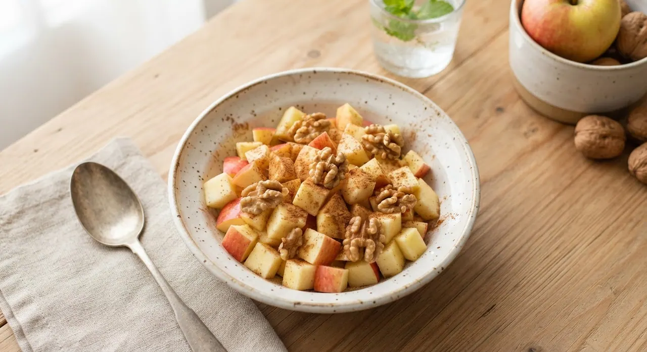 1 manzana picada con 5 mitades de nuez