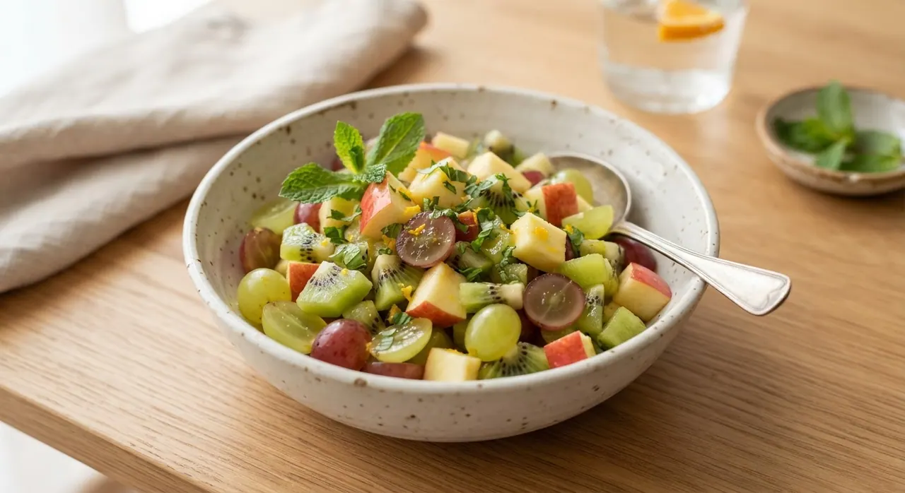 Coctel de kiwi, uvas y manzana