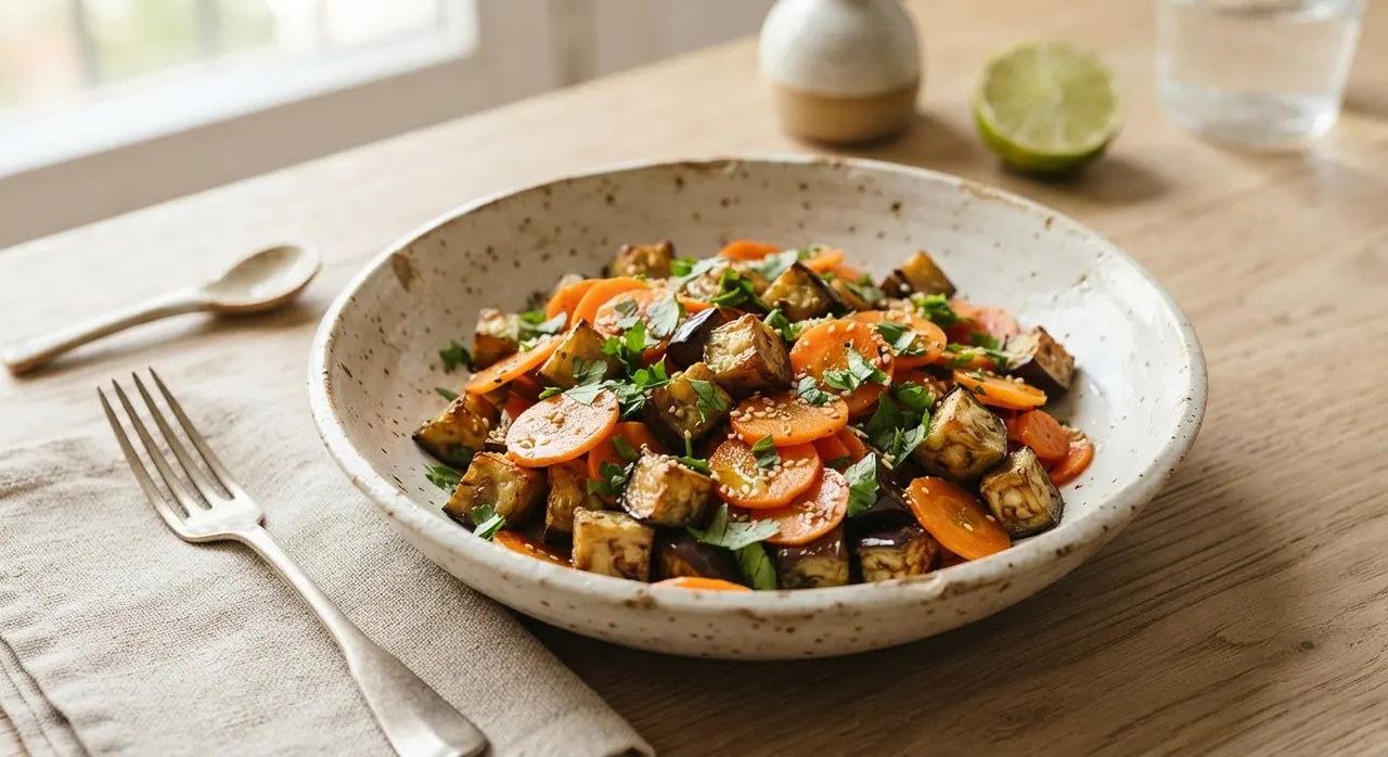 Ensalada de zanahoria y berenjena cocida
