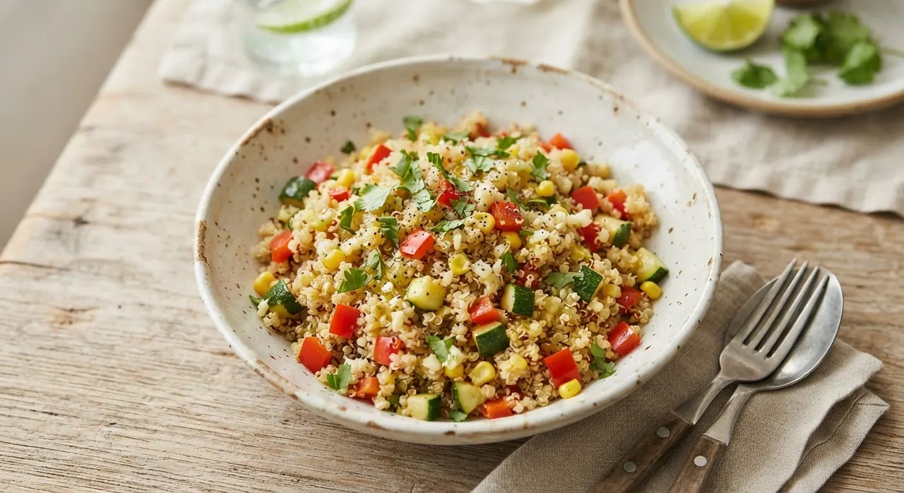 Quínoa cocida con verduras