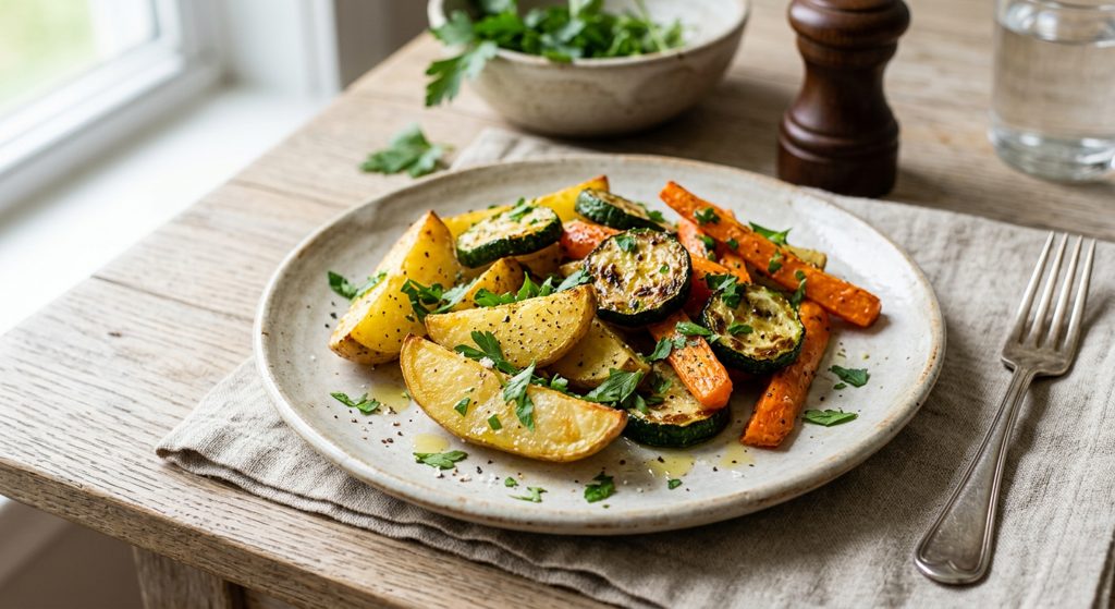 Verduras al horno con papas y perejil
