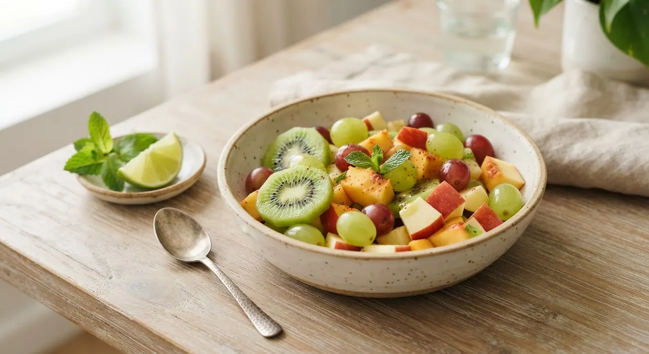 Coctel de kiwi, 10 uvas, manzana y durazno