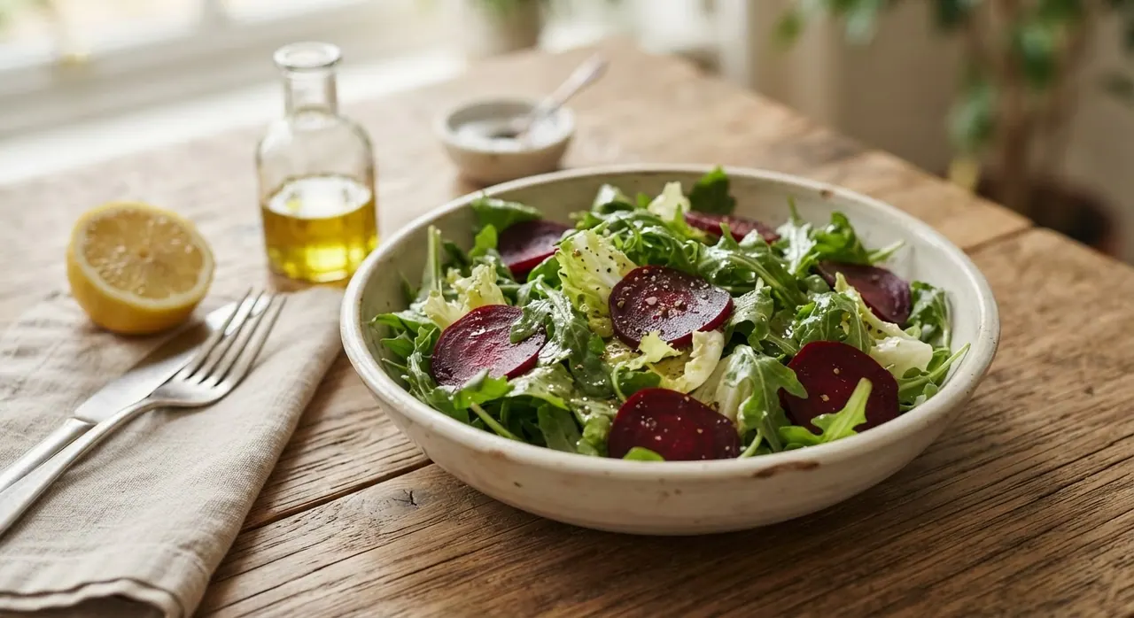 Ensalada de arúgula, escarola y remolacha