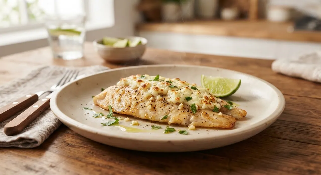Tilapia al horno al ajo con queso panela