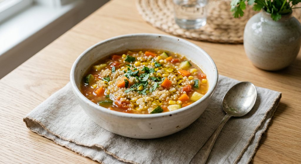 Sopa de quinoa con verduras