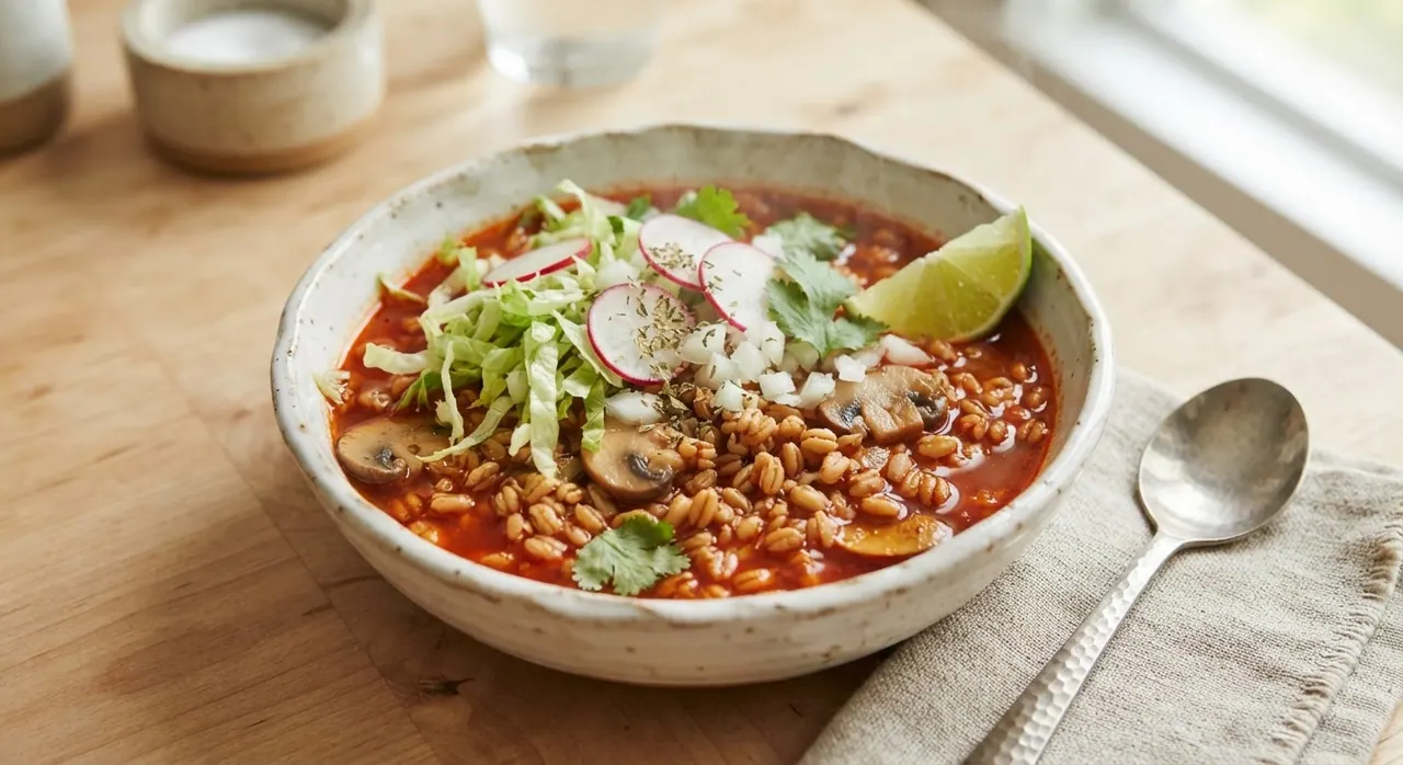 Pozole de trigo o pozole vegano