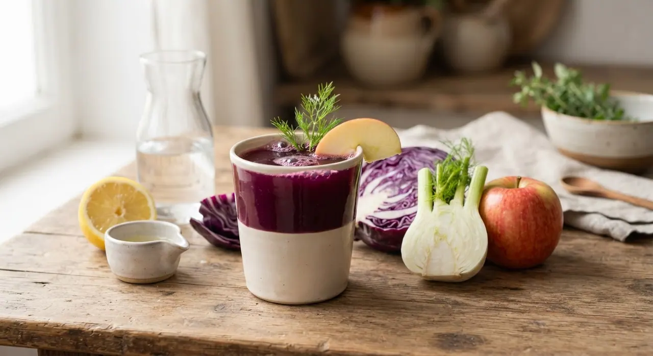 Jugo Morado de Col Roja, Hinojo y Manzana