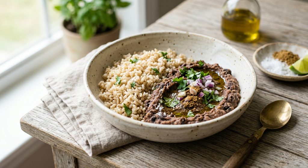 Arroz integral y/o frijoles molidos