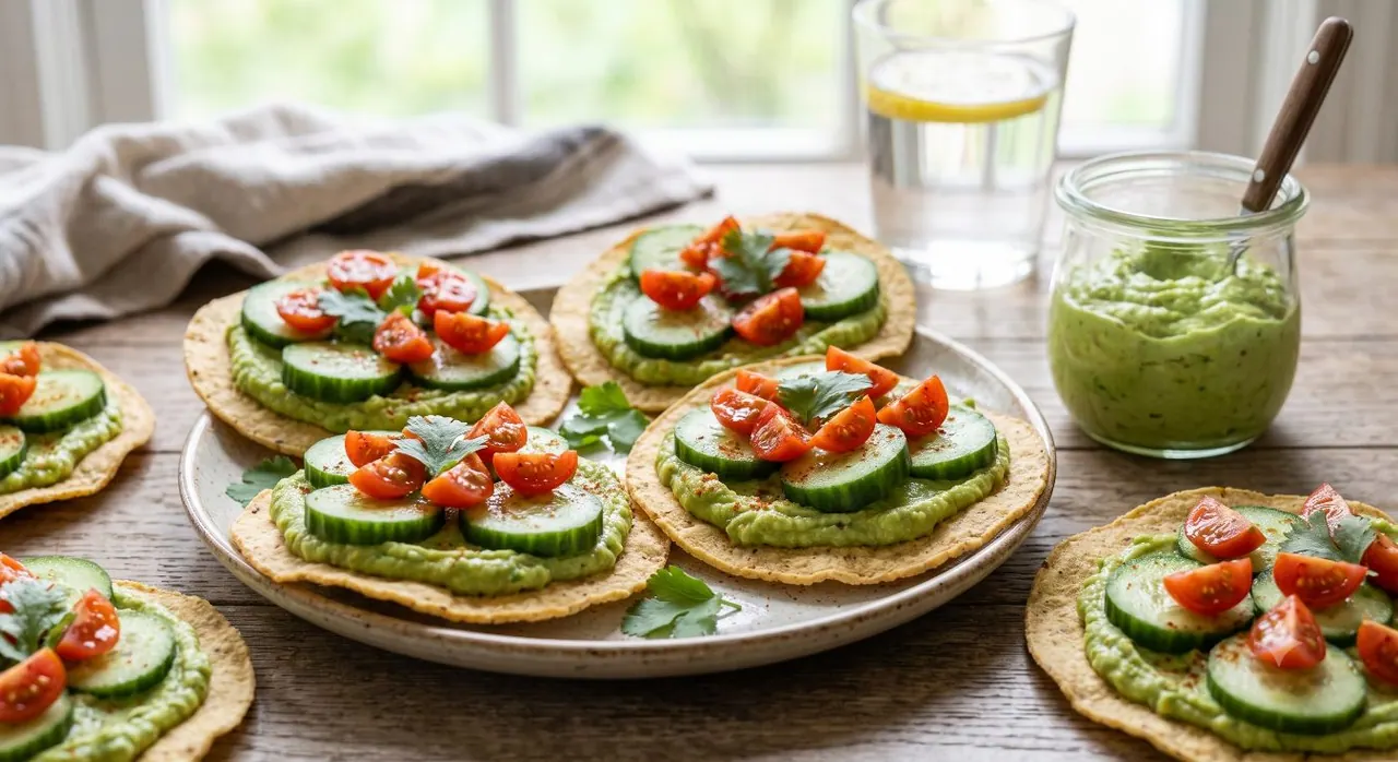 Deliciosa tostada de pepino con aguacate