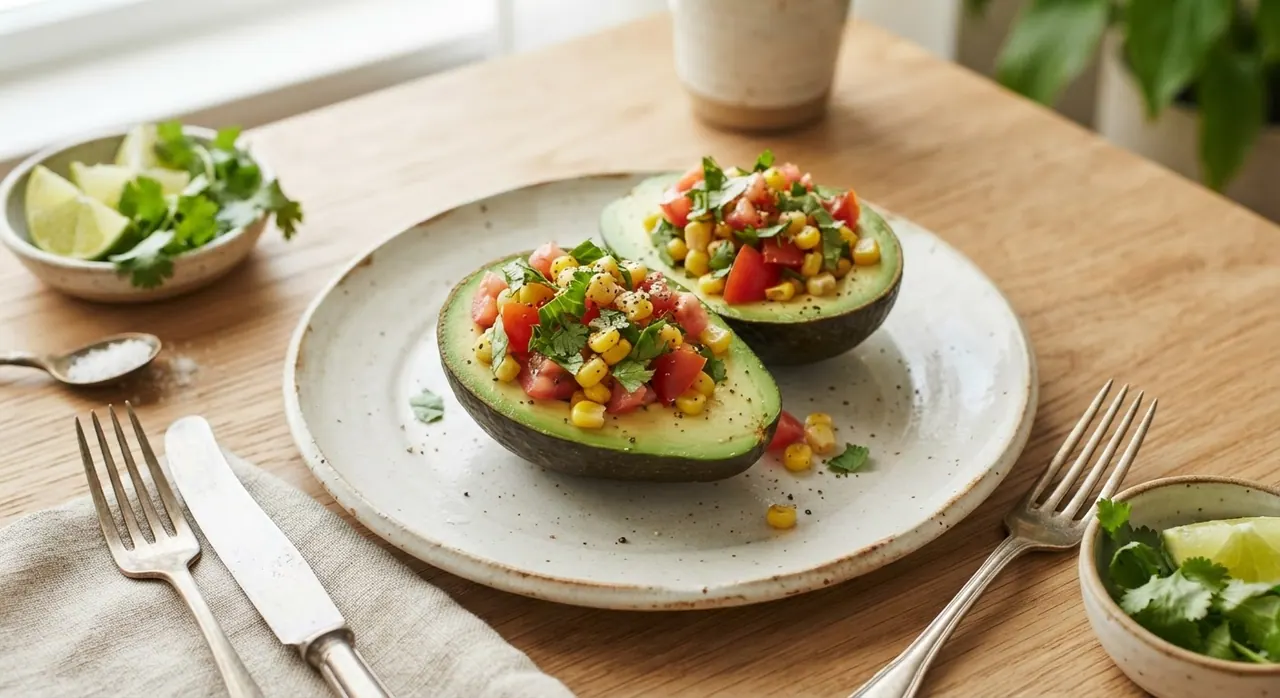 Un aguacate relleno vegano