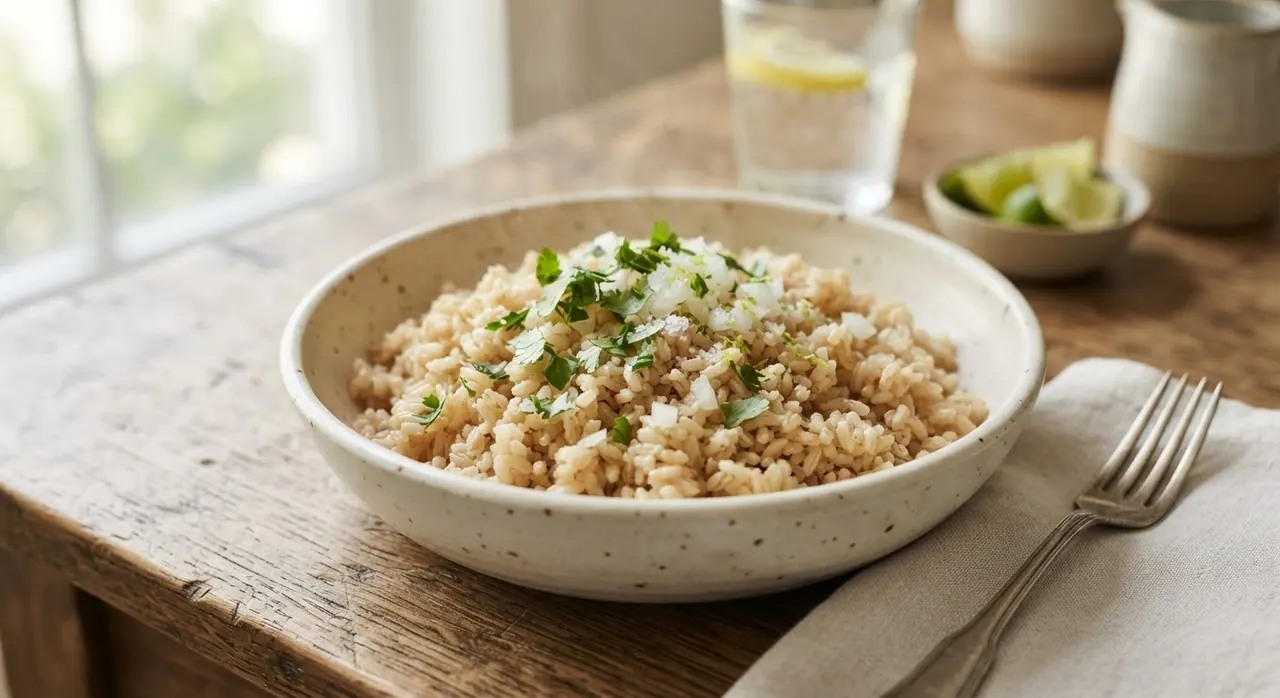 Arroz integral al vapor