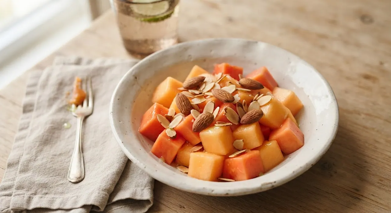Papaya, melón y 5 semillas de almendra