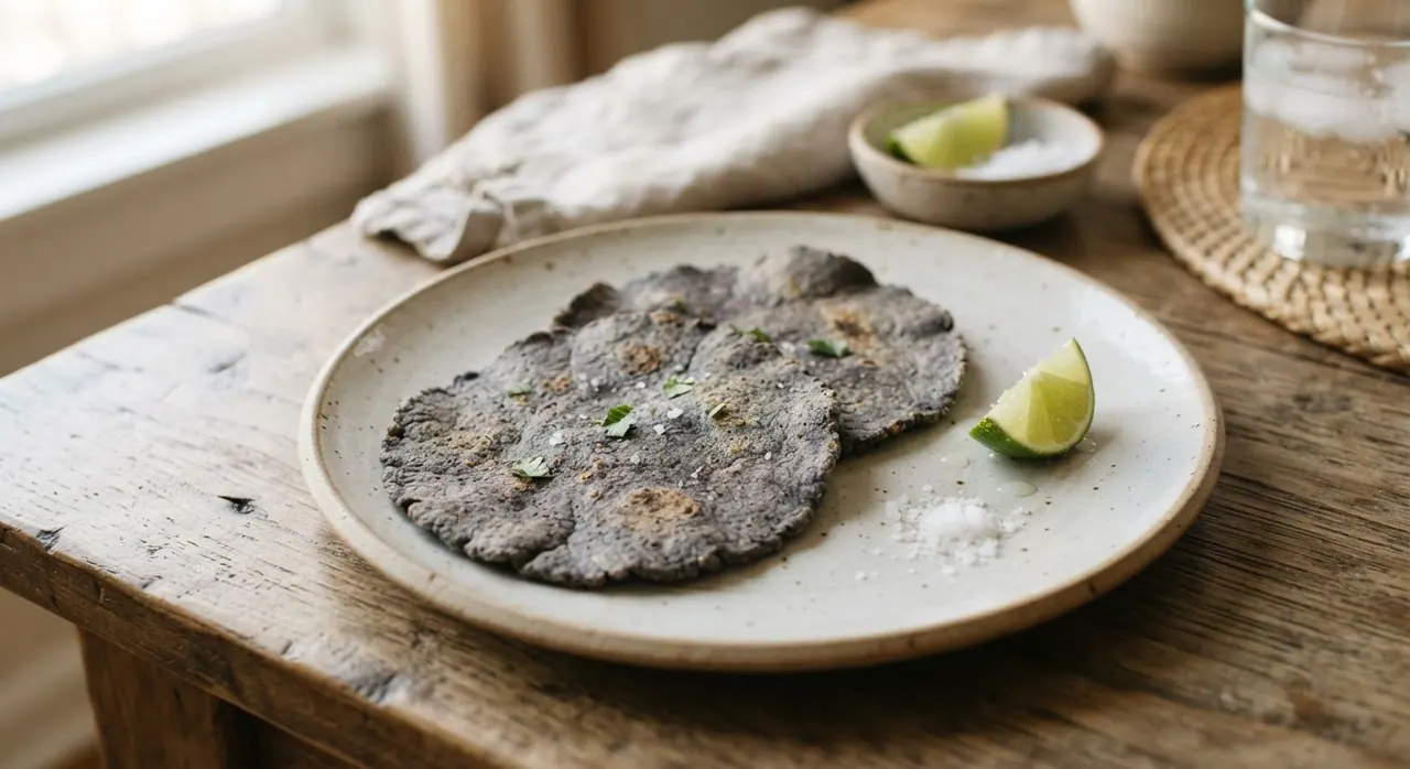 2 tortillas de maíz azul o 2 tostadas deshidratadas