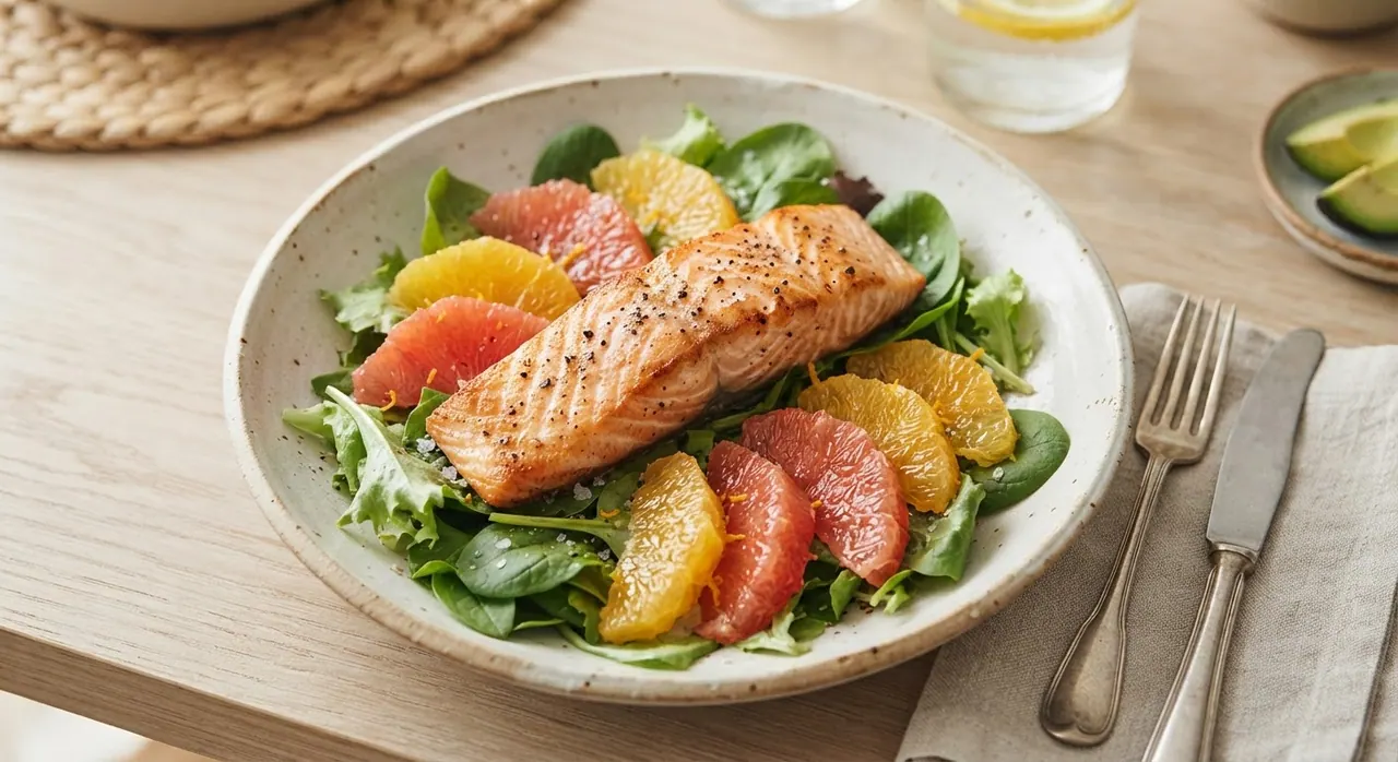 Ensalada de salmón con cítricos
