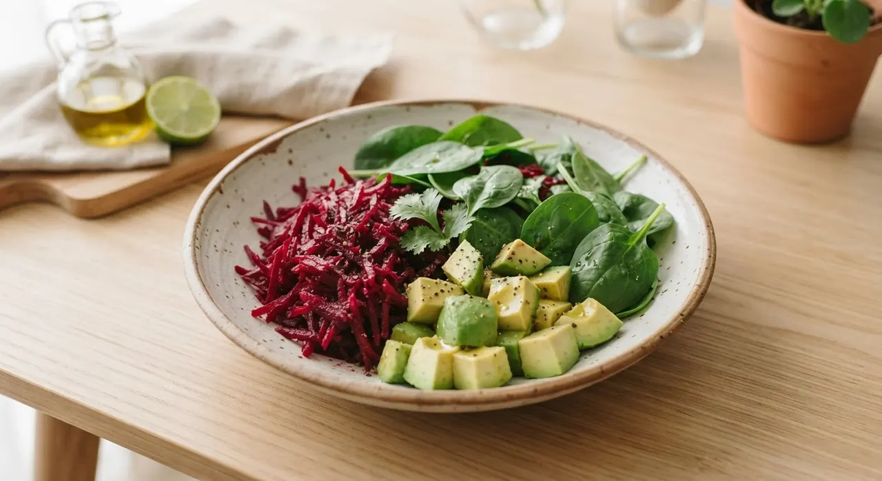 Ensalada con betabel y aguacate