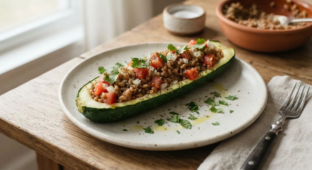Verduras rellenas de trigo cocido