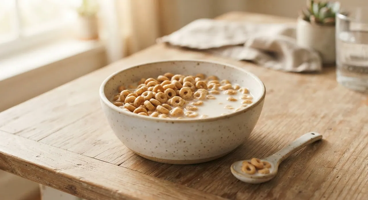 Cereal Cheerios con leche de almendras